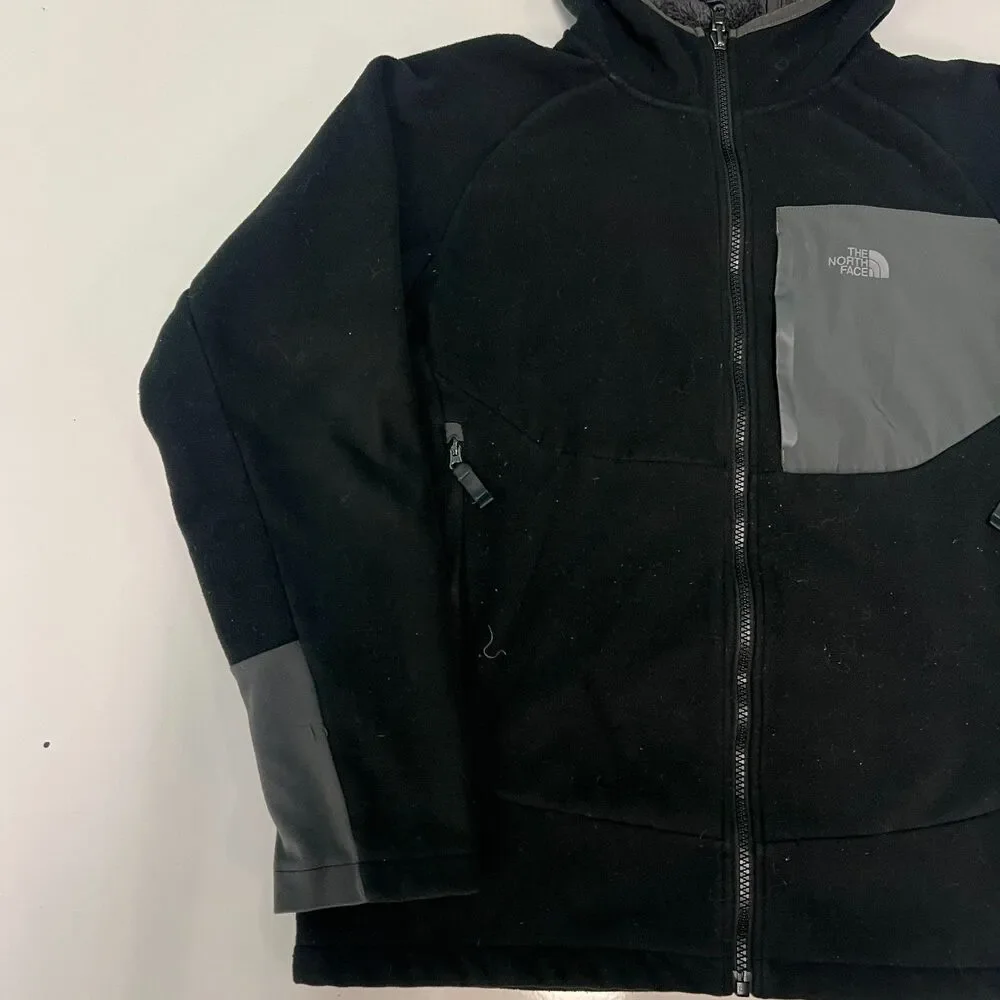 The North Face Jacket Boys XL 18-20 Black Gray Fleece Hooded Full Zip Lined